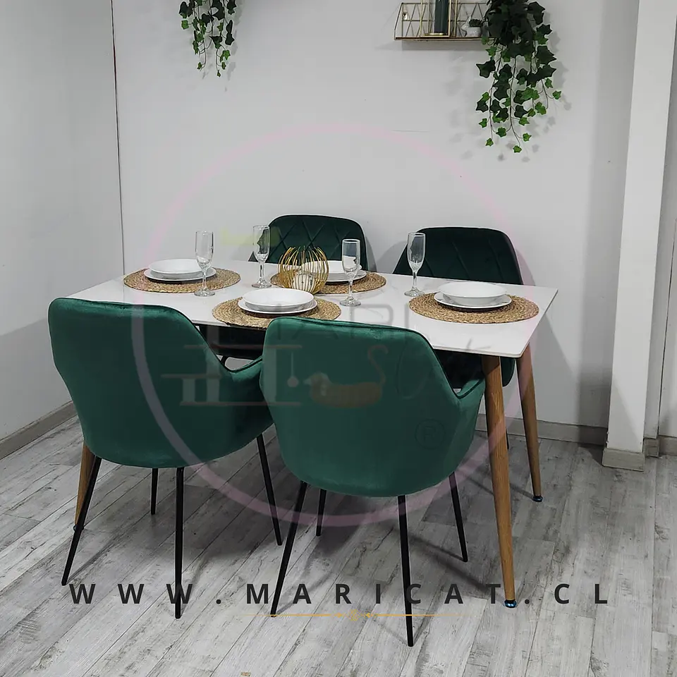Comedor Rectangular Mármol 4 Sillas Eames – Mesa 100cm 5