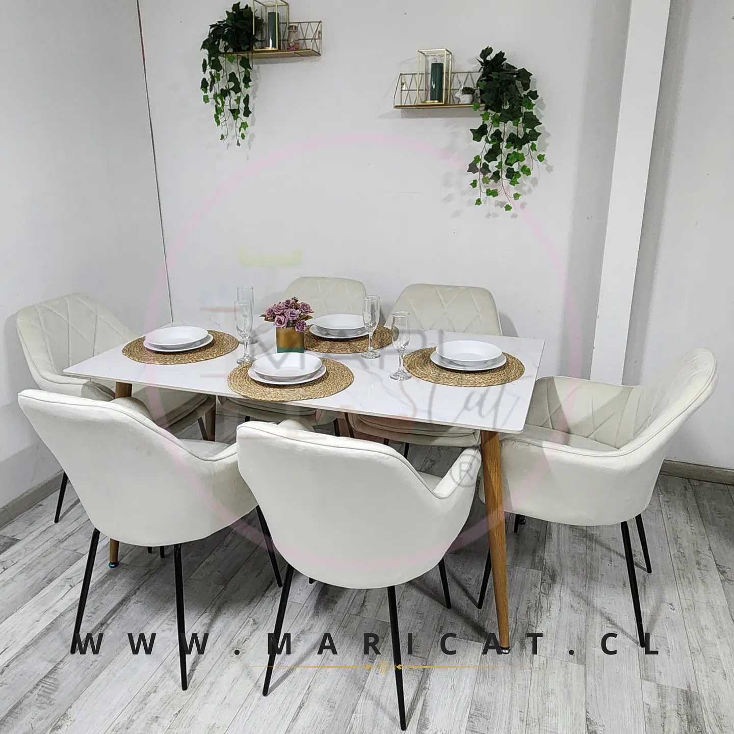 Comedor Rectangular Mármol 4 Sillas Eames – Mesa 100cm 7