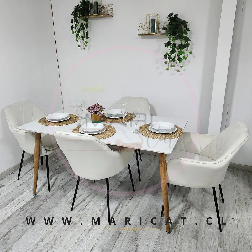 Comedor Rectangular Mármol 4 Sillas Eames – Mesa 100cm 8
