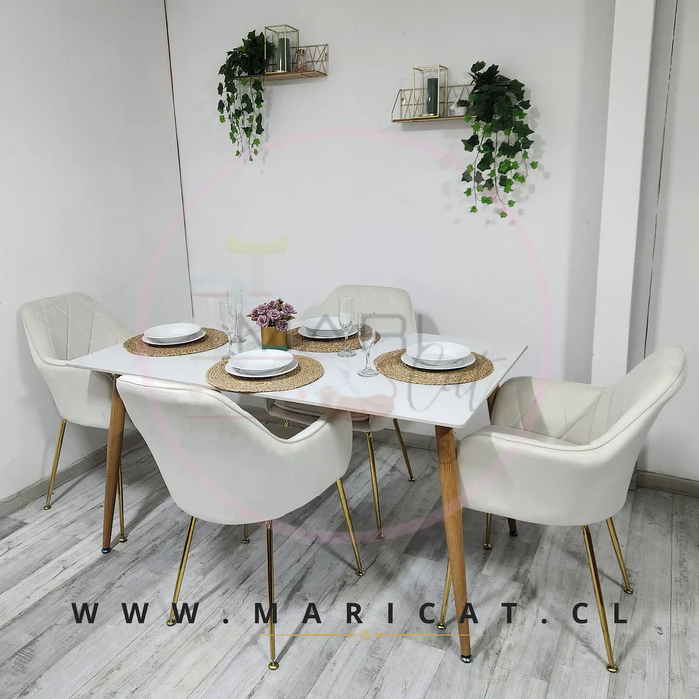 Comedor Rectangular Mármol 4 Sillas Eames – Mesa 100cm 2