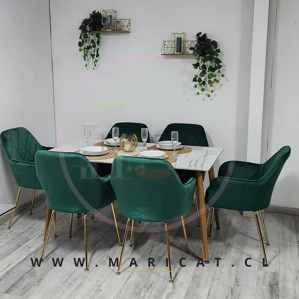 Comedor Rectangular Mármol 4 Sillas Eames – Mesa 100cm 4