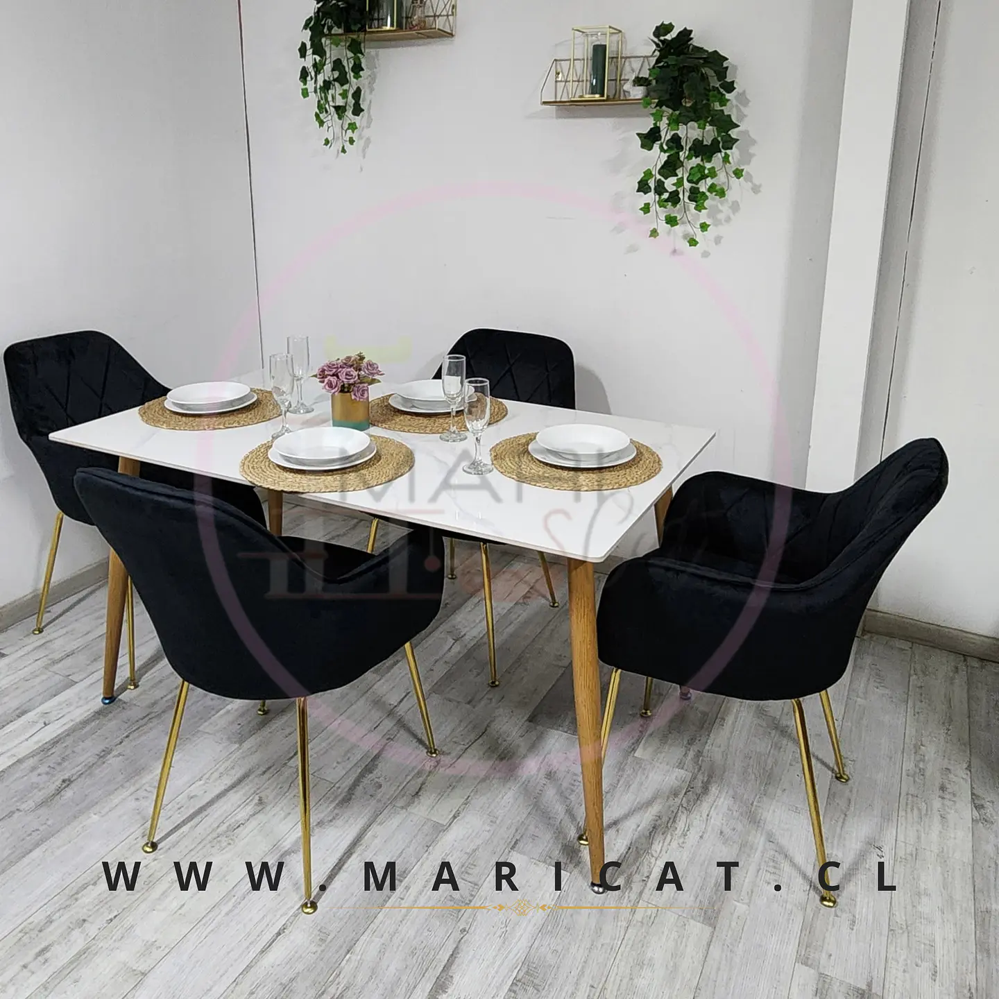 Comedor Rectangular Mármol 4 Sillas Eames – Mesa 100cm 5