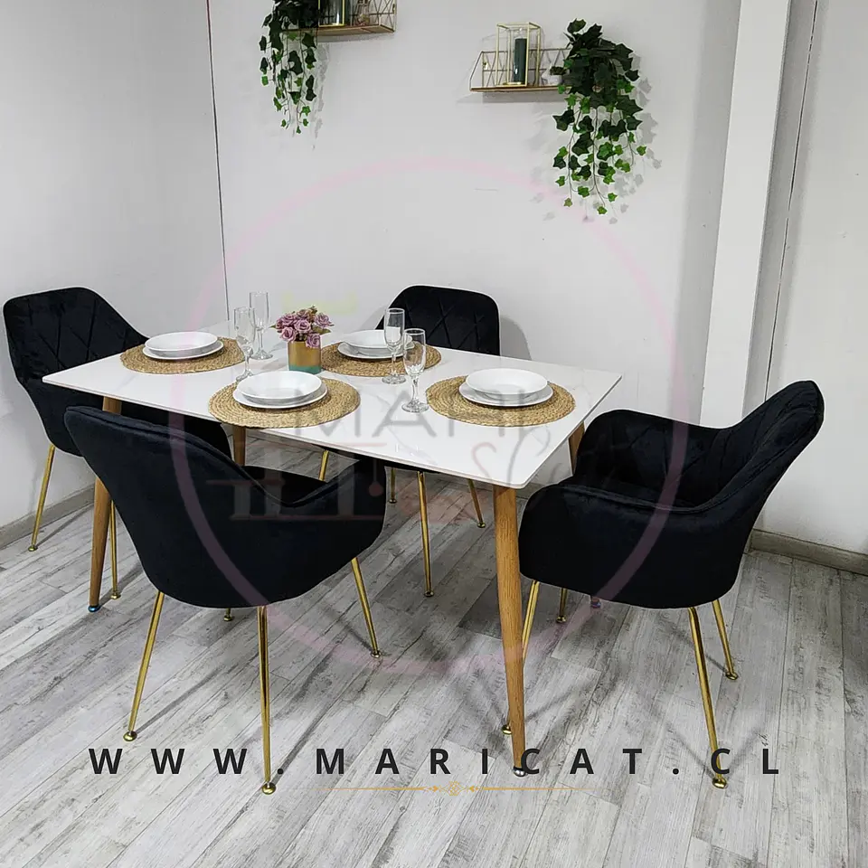 Comedor Rectangular Mármol 4 Sillas Eames – Mesa 100cm 5
