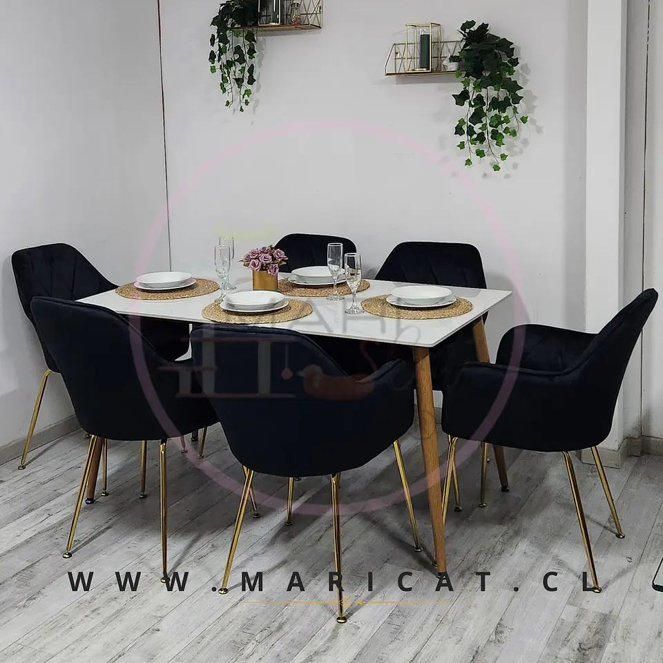 Comedor Rectangular Mármol 4 Sillas Eames – Mesa 100cm 6