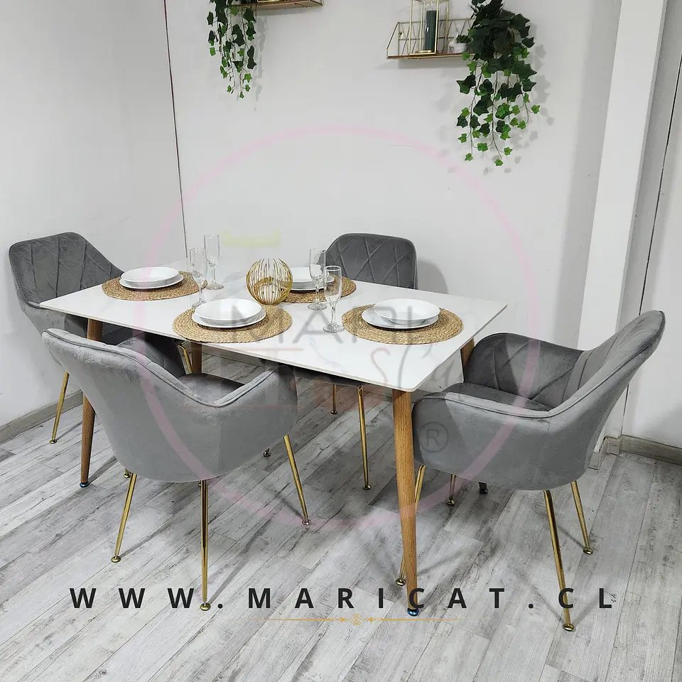 Comedor Rectangular Mármol 4 Sillas Eames – Mesa 100cm 7