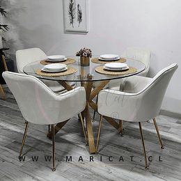 Mesa Warwick Redonda + Sillon Bagual Gold