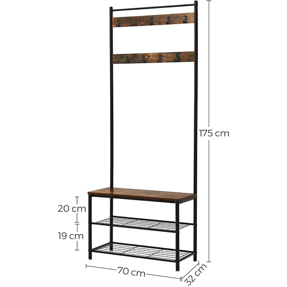 Perchero Recibidor 5 Niveles MDF Metal Estilo Industrial 2