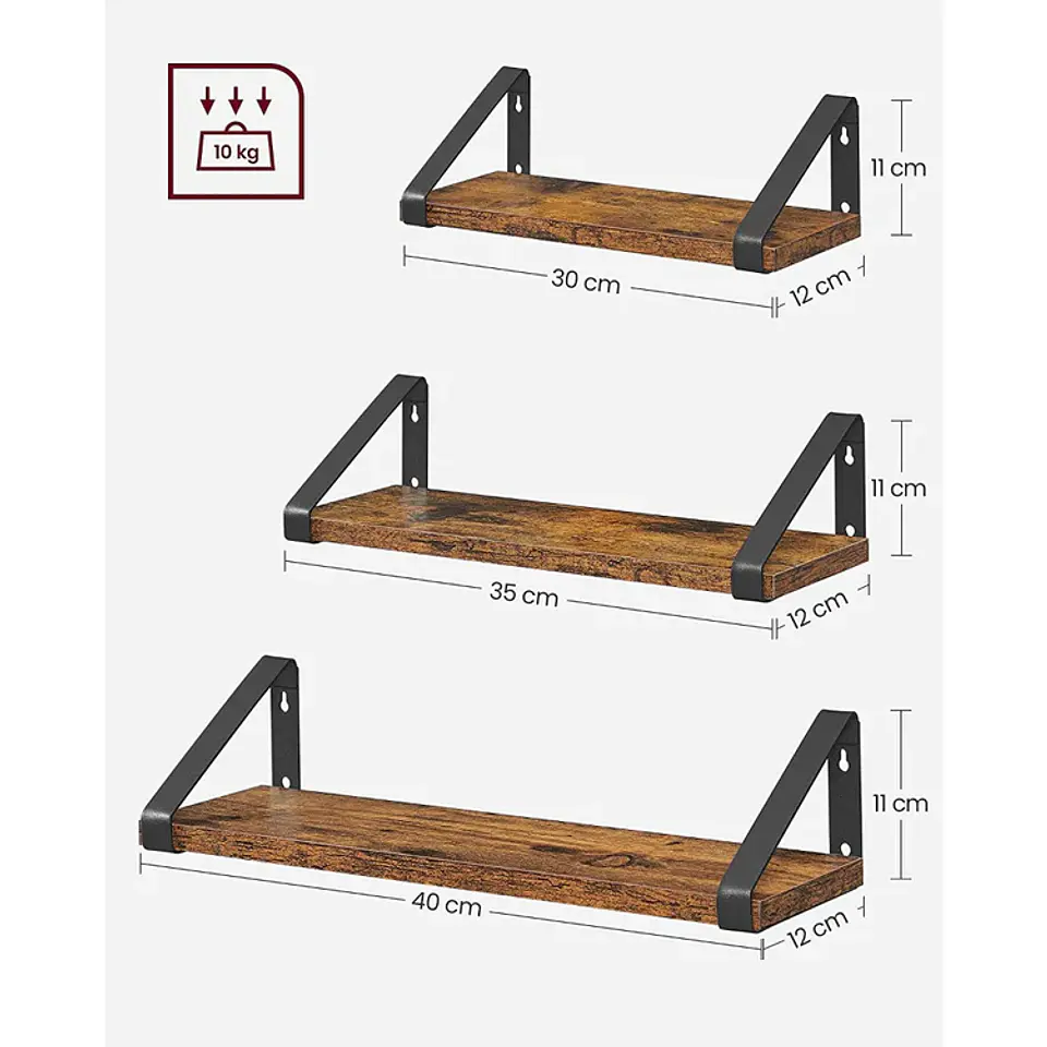 Pack 3 Repisas Flotantes MDF Metal Estilo Industrial 1