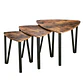 Pack de 3 Mesas de Centro Rustic Triangular de MDF con Base Metálica Negra - Miniatura 1