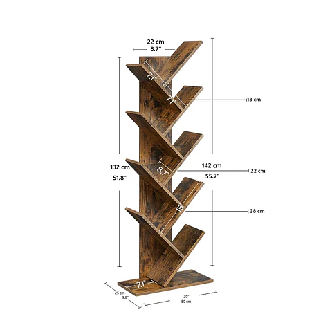 Árbol Librero para Living y Deco MDF Metal Estilo Industrial