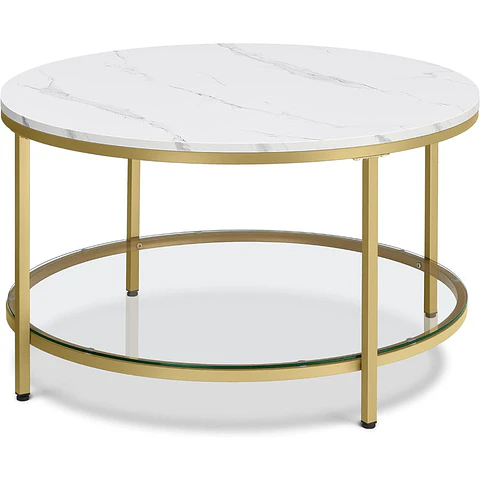 Mesa de Centro Dos niveles vidrio gold /recepcion oficina living