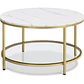 Mesa de Centro Dos niveles vidrio gold /recepcion oficina living - Miniatura 1
