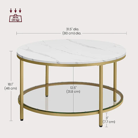 Mesa de Centro Dos niveles vidrio gold /recepcion oficina living