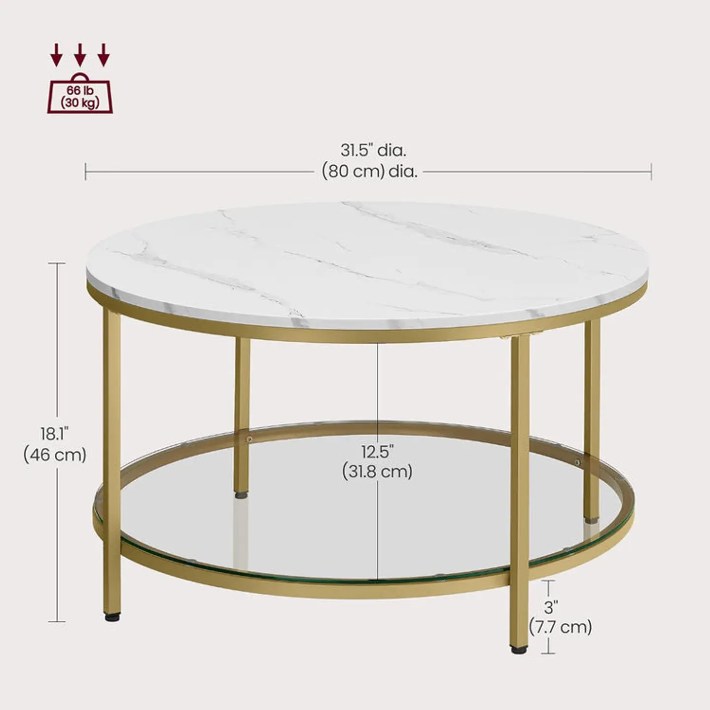Mesa de Centro Dos niveles vidrio gold /recepcion oficina living 2