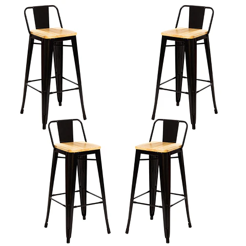 Taburete Bar Alto Tolix Madera Negro 77cm