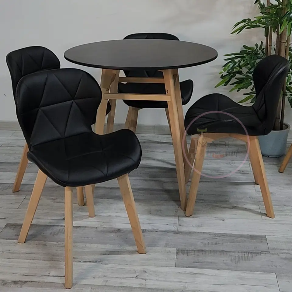 Comedor Redondo Madera 4 Sillas Tulip Nordic – Mesa 80cm 1