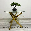 Mesa de Centro Redonda Dubai vidrio Cruzada Gold/ living recepcion oficina