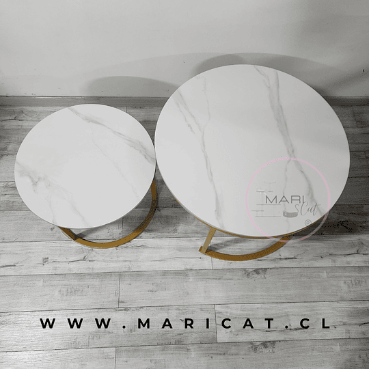 Juego de Mesas de Centro Anidadas estilo Marmol Gold