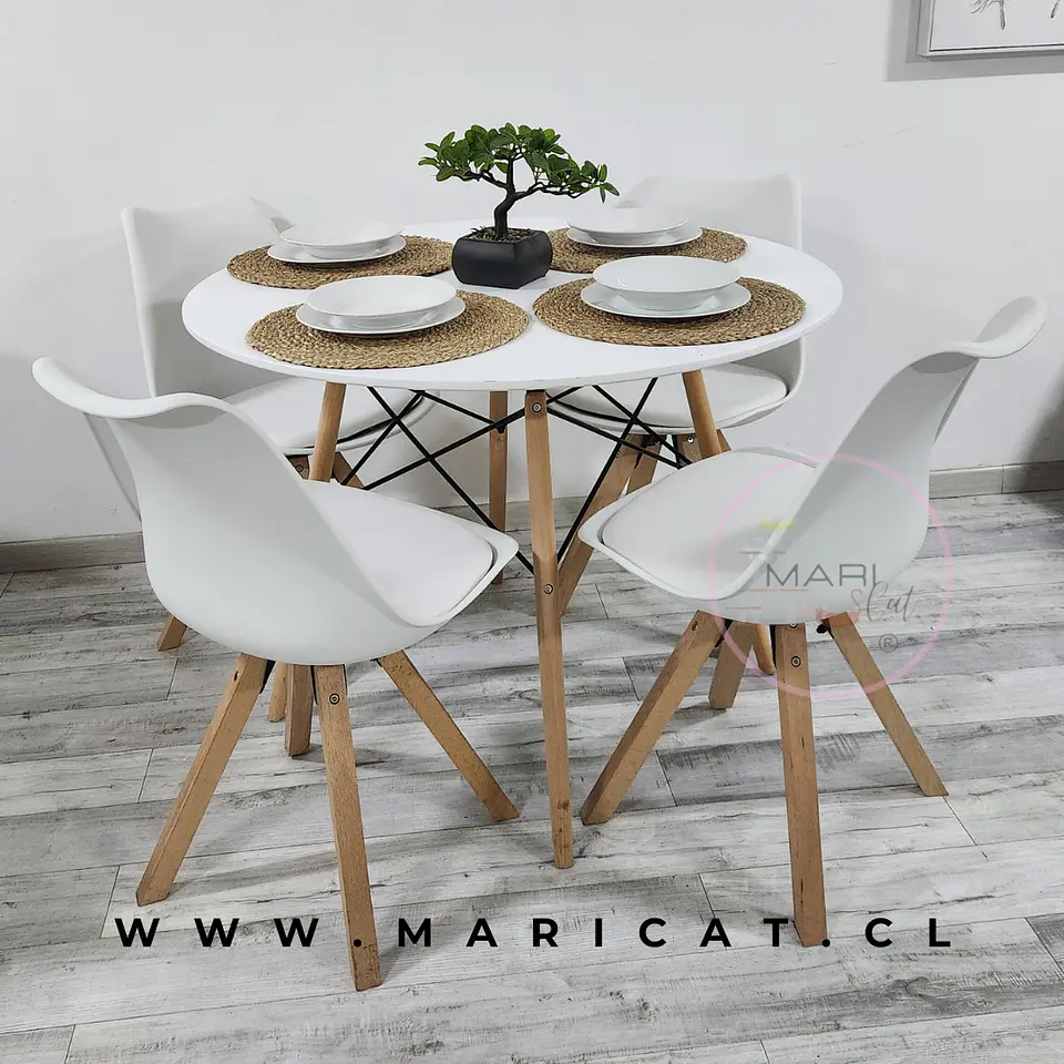 Mesa Eames Redonda Melamina +4 Sillas Tulip Nordic - Comedor  4