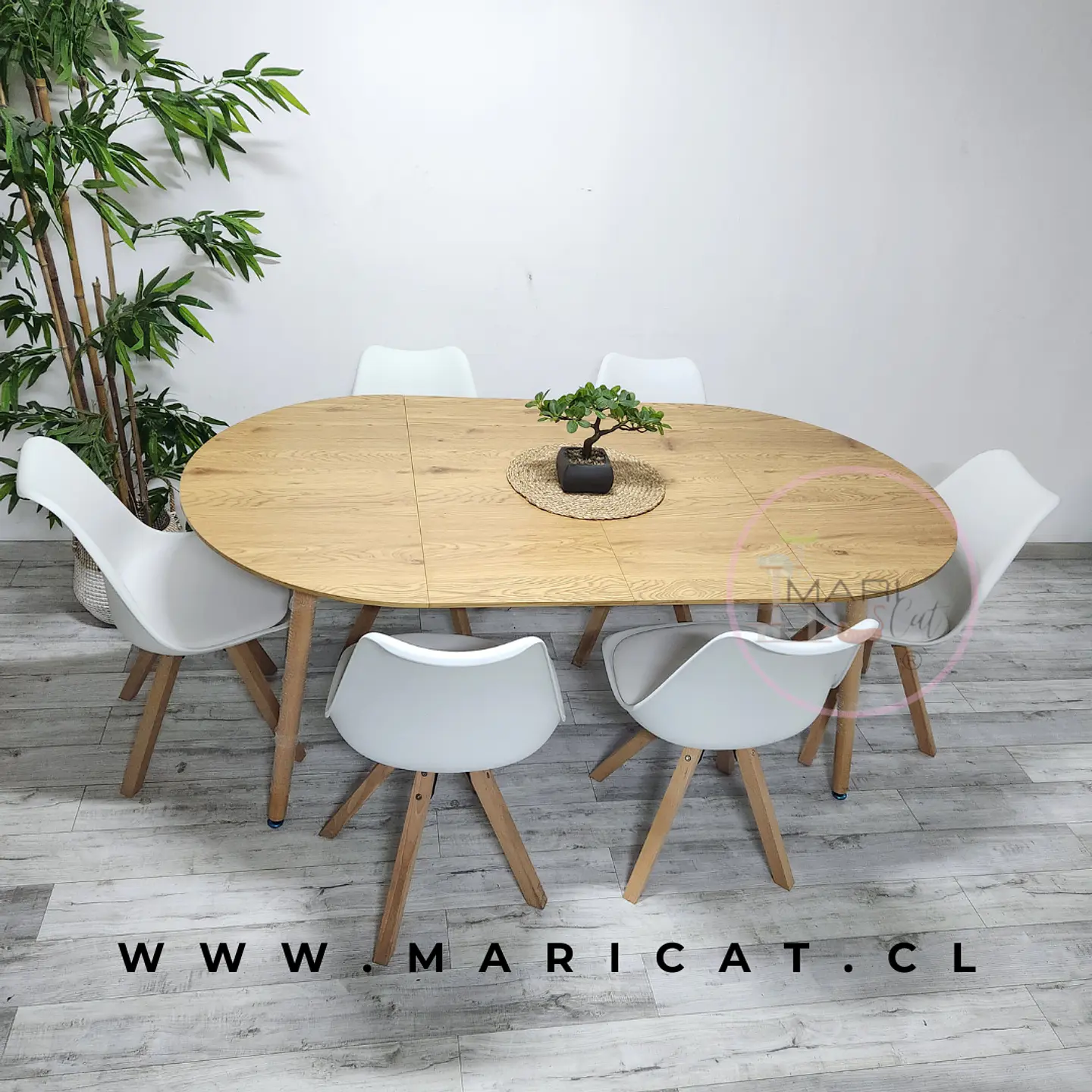 Comedor Redondo Mesa Expandible Wood MDF + 4 Sillas Tulip Nordic 4