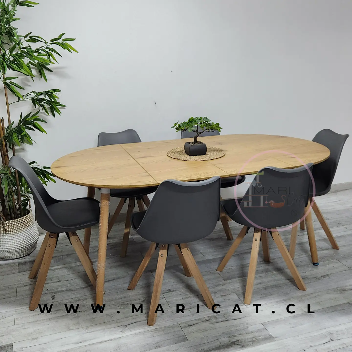 Comedor Redondo Mesa Expandible Wood MDF + 4 Sillas Tulip Nordic 5