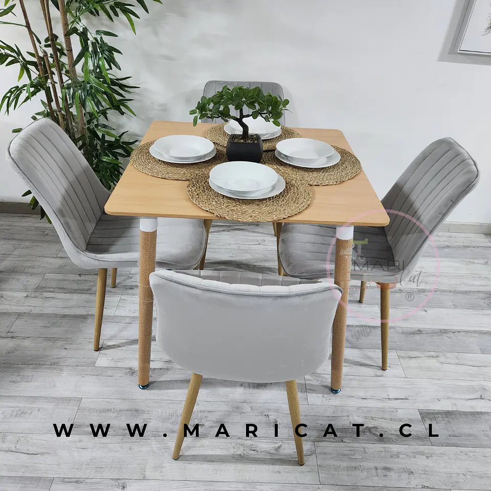 Comedor Cuadrado Melamina 4 Sillas Macron Velvet – Mesa 120x80cm 2