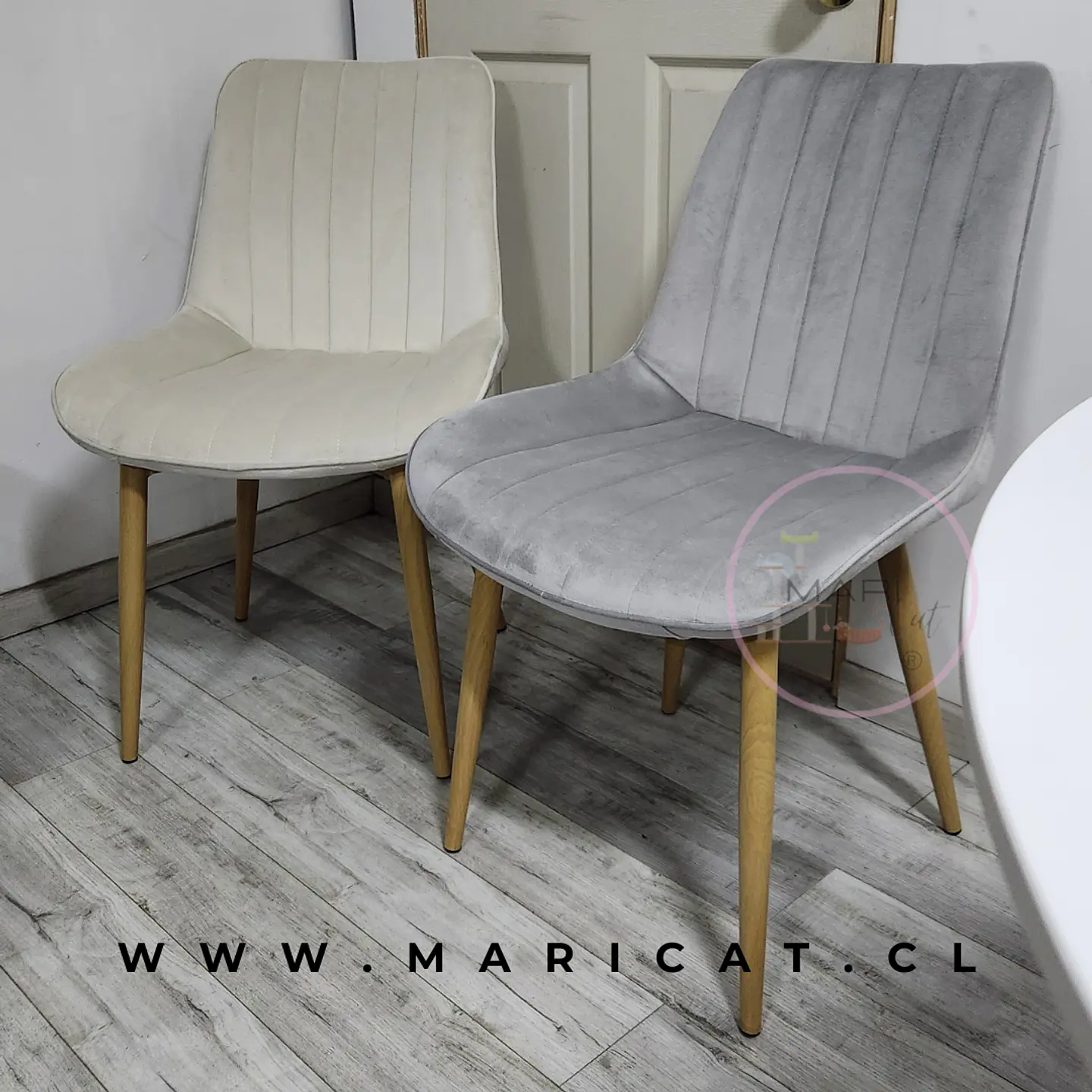 Comedor Cuadrado Melamina 4 Sillas Macron Velvet – Mesa 120x80cm 4