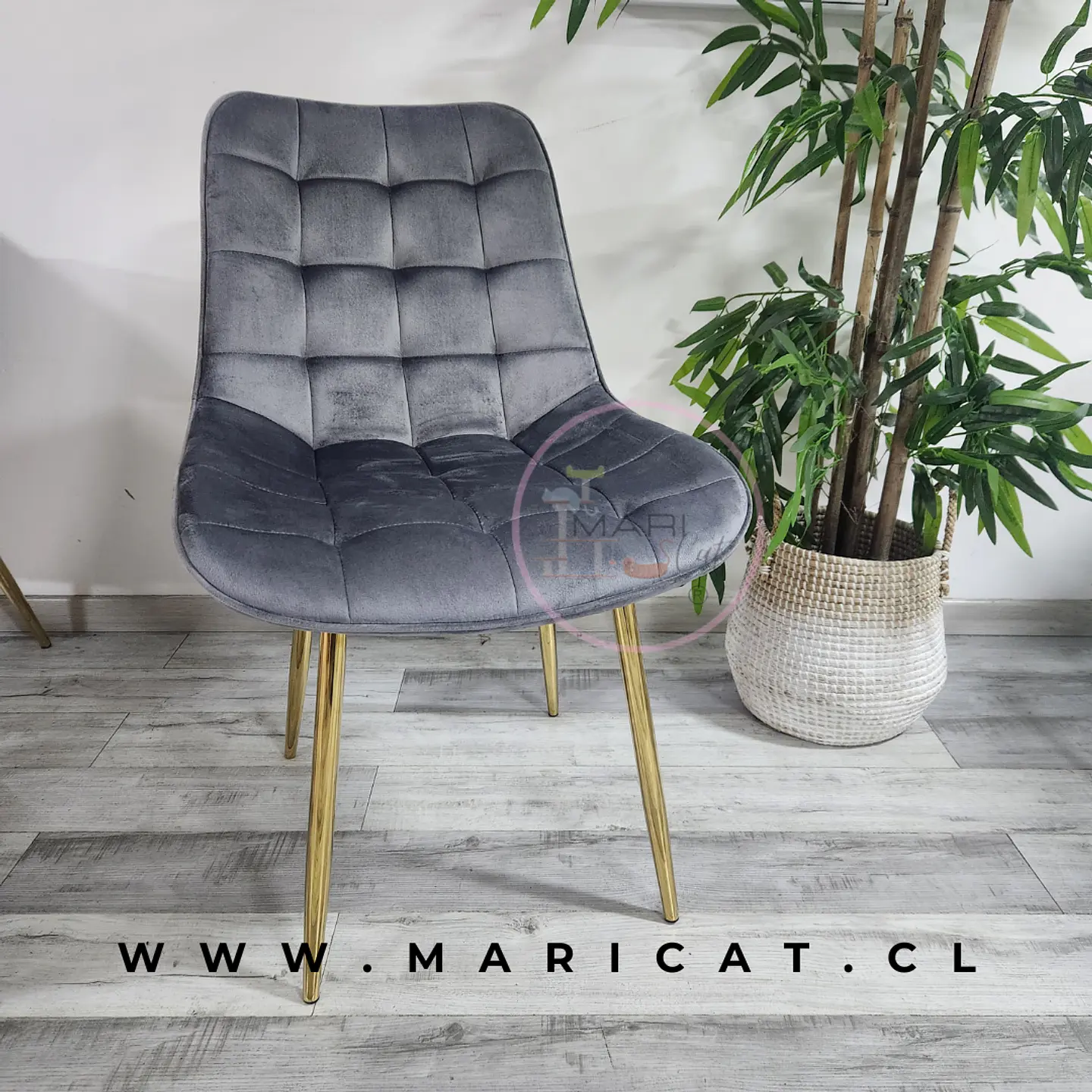 Silla Capitoné Velvet Beige – Living y Recepción 2