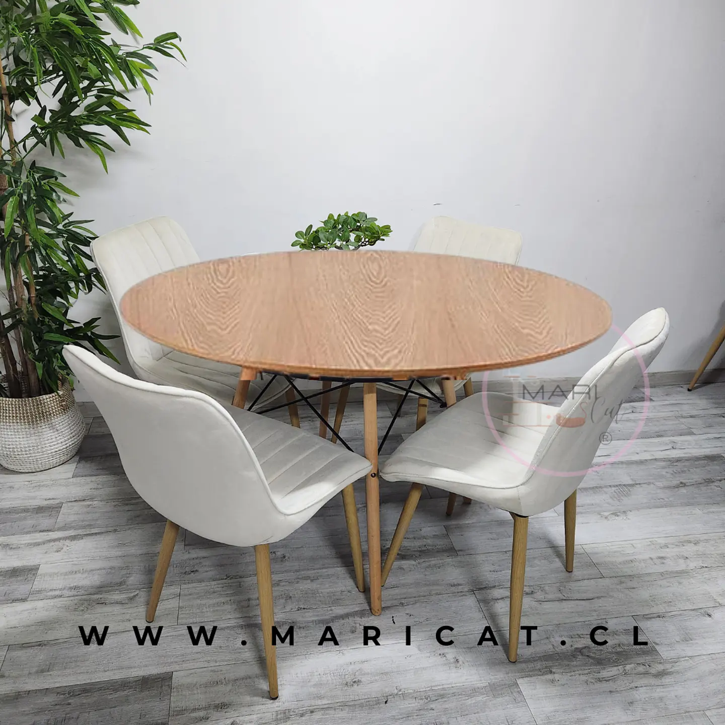 Mesa Eames Melamina + Silla Macron Velvet Wood 7