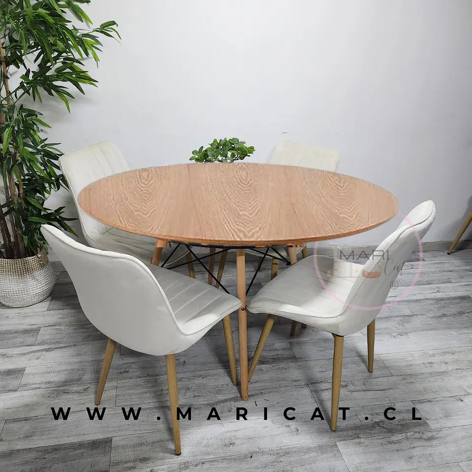 Mesa Eames Melamina + Silla Macron Velvet Wood 7