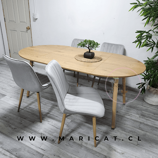 Mesa Expandible Wood + Silla Macron Velvet Wood