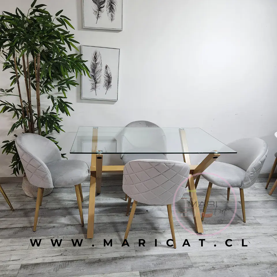 Comedor Rectangular Vidrio 4 Sillas Crossback – Mesa 130x80cm 2