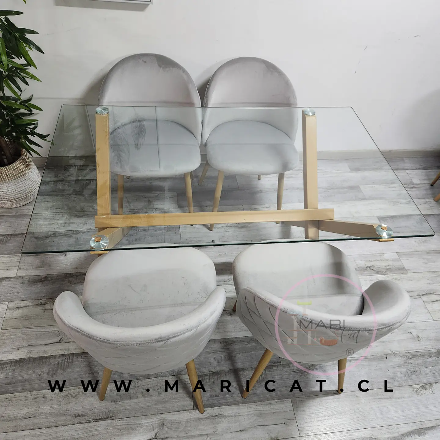Comedor Rectangular Vidrio 4 Sillas Crossback – Mesa 130x80cm 3