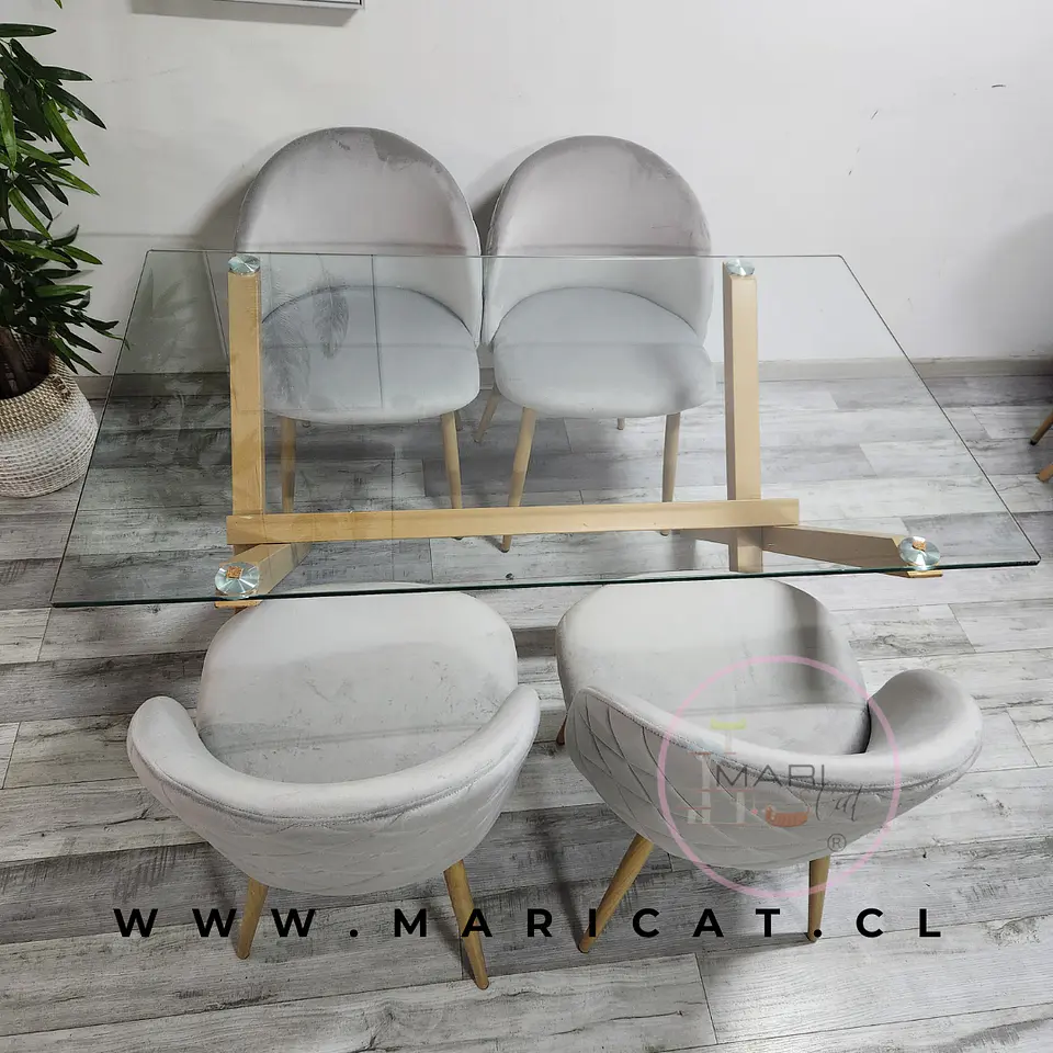Comedor Rectangular Vidrio 4 Sillas Crossback – Mesa 130x80cm 3
