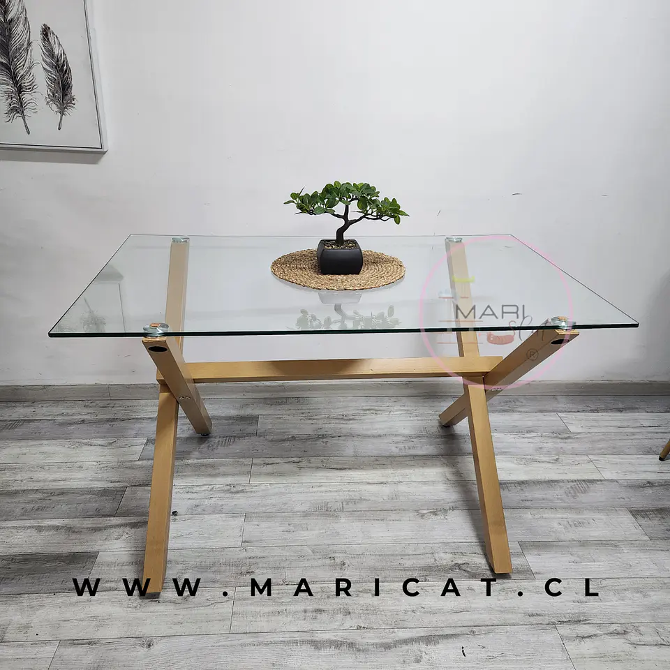 Comedor Rectangular Vidrio 4 Sillas Crossback – Mesa 130x80cm 4