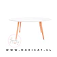 Mesa de Centro Ovalada Blanca de Melamina con Patas de Madera Natural - Miniatura 3