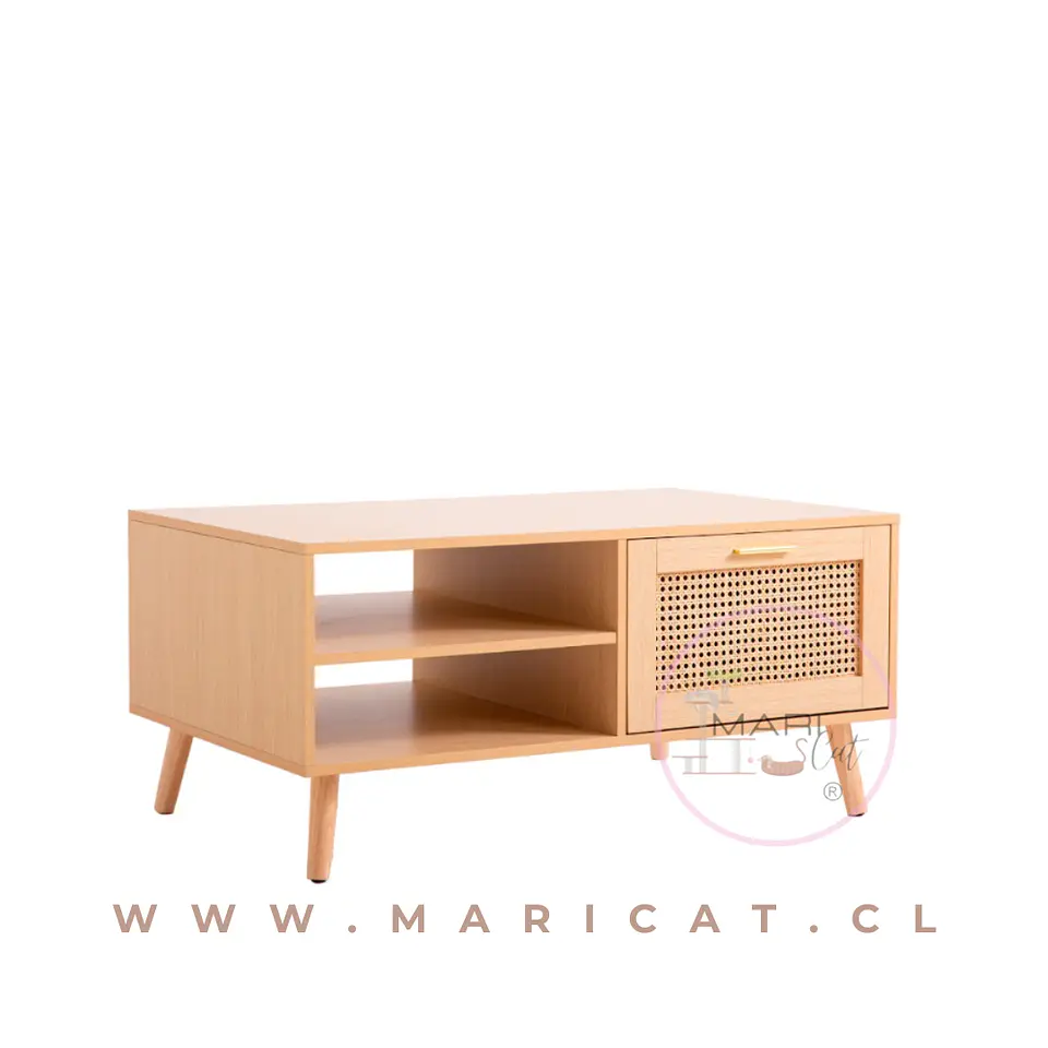 Mesa de Centro Rectangular de Madera Rattan 1