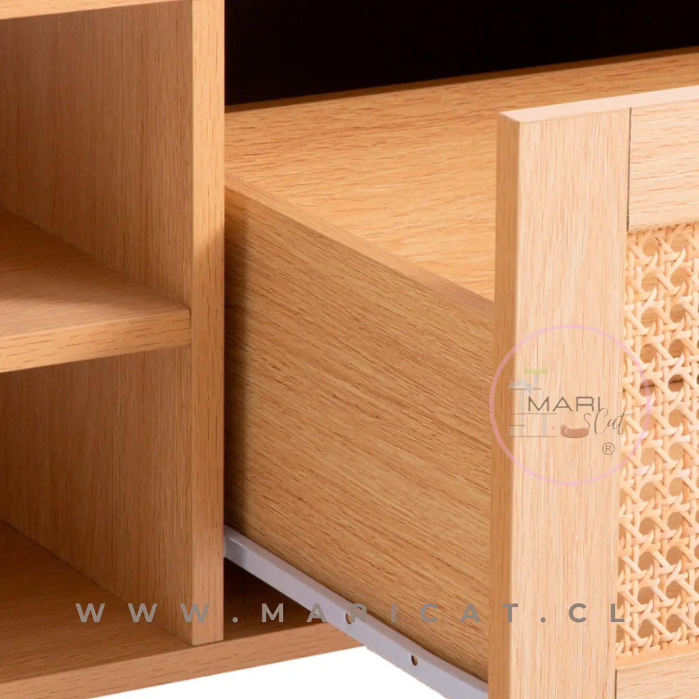 Mesa de Centro Rectangular de Madera Rattan 3