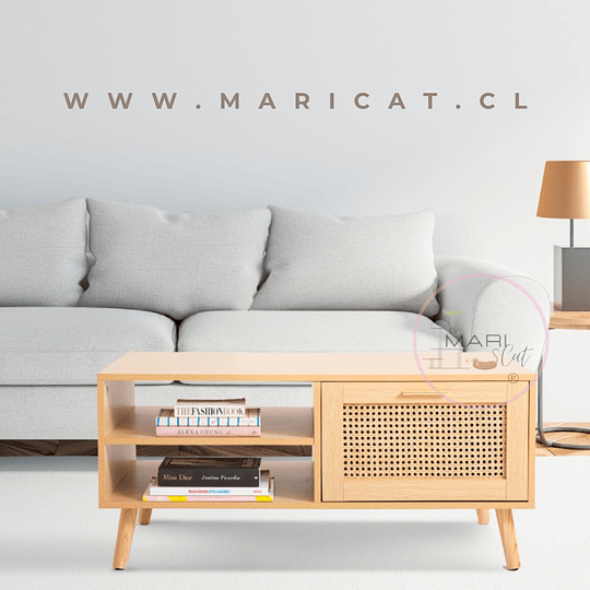 Mesa de Centro Rectangular de Madera Rattan