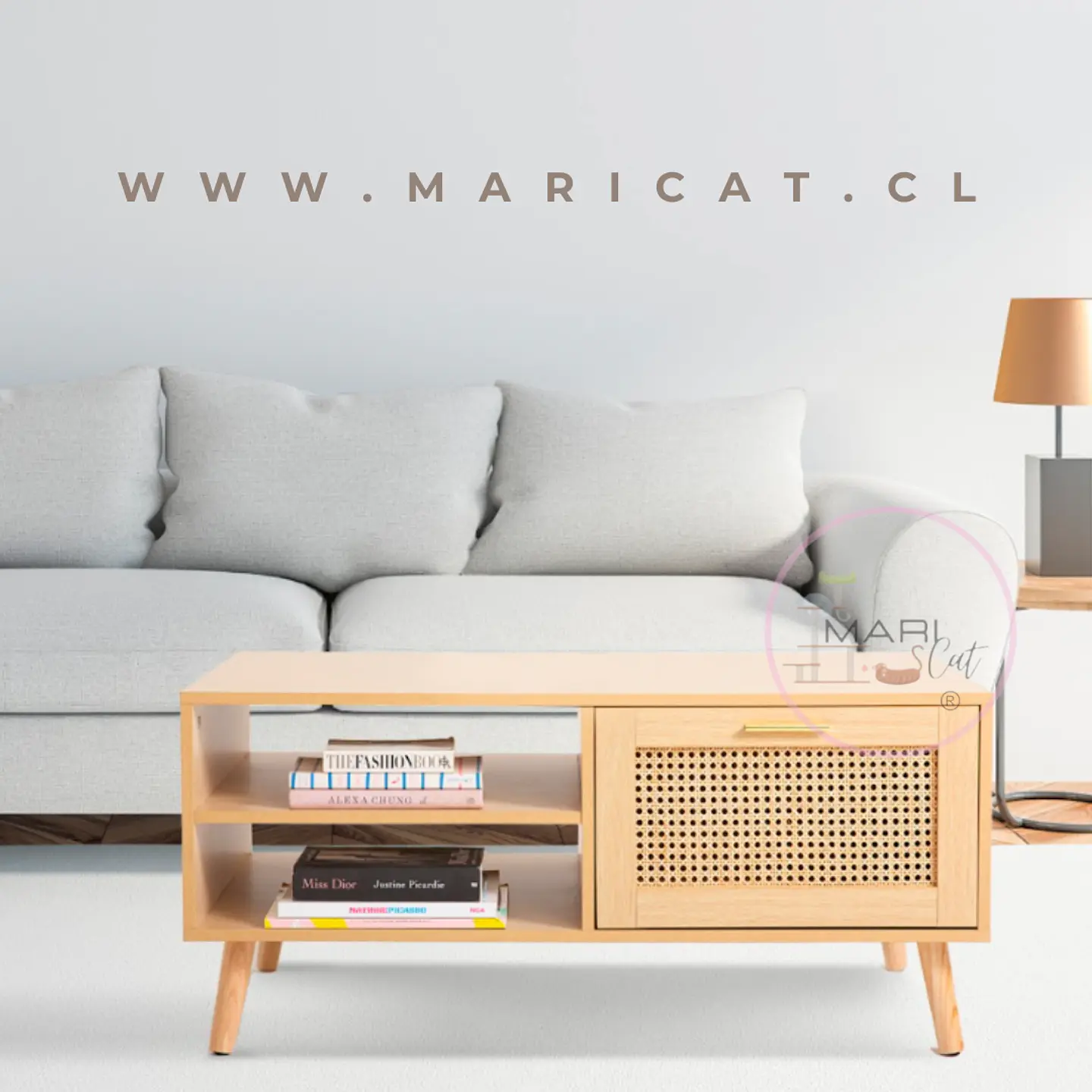 Mesa de Centro Rectangular de Madera Rattan 2