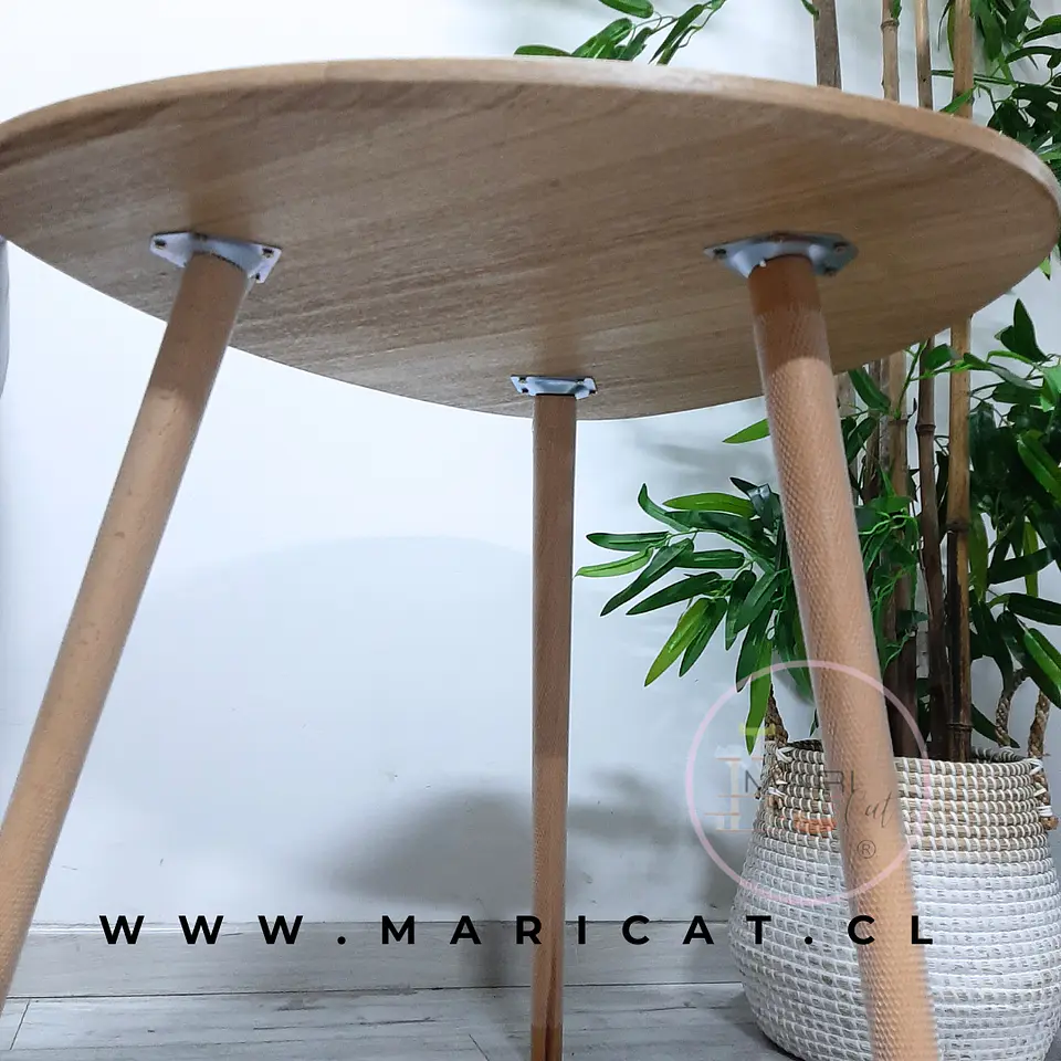 Mesa de Centro Lateral Esquinera Wood con Cubierta Ovalada Efecto Madera  3