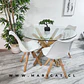 Mesa Valdivia Nordic Redonda Vidrio +4 Sillas Tulip Nordic – Comedor  - Miniatura 1