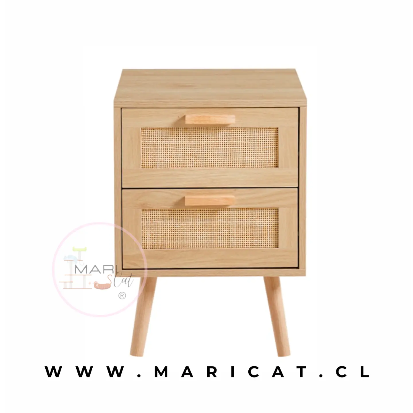 Velador Auxiliar Eames Mesh Ratán MDF Claro Dormitorio Living 4