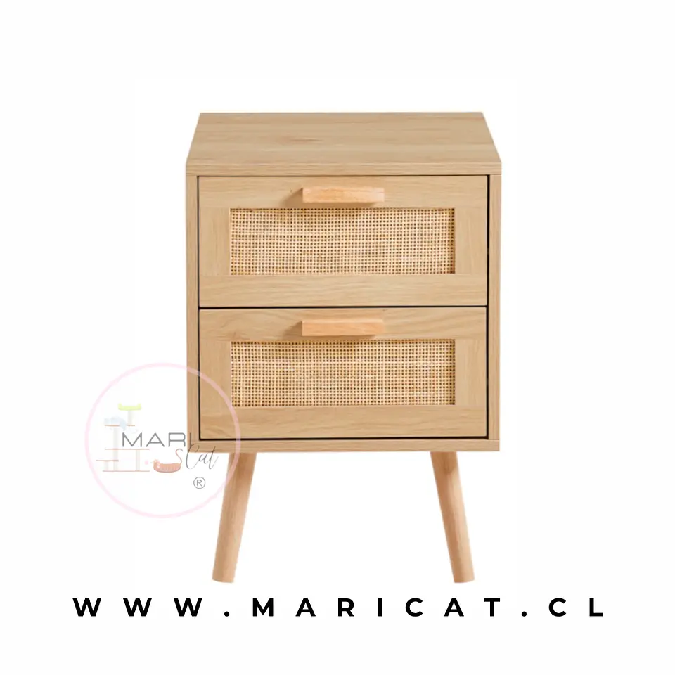 Velador Auxiliar Eames Mesh Ratán MDF Claro Dormitorio Living 4