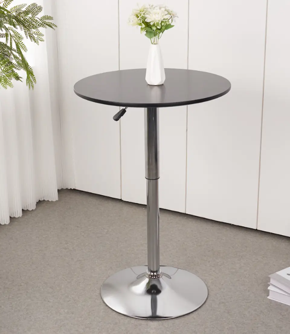 Mesa Alta de Terraza Redonda MDF negro 1