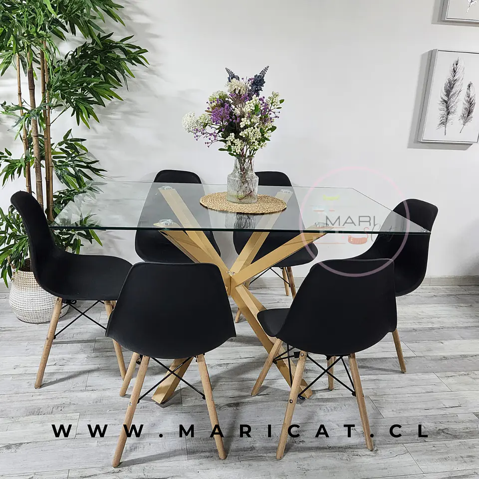 Mesa Rectangular Warwick + Silla Eames polipropileno-comedor 140cm 2