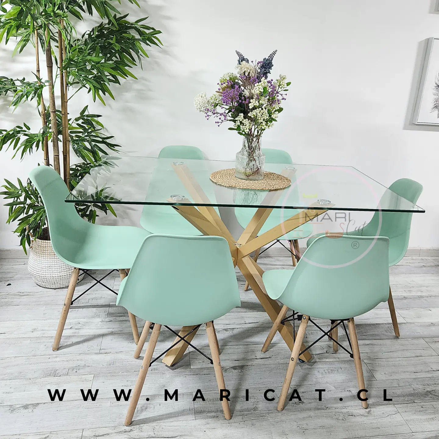 Mesa Rectangular Warwick + Silla Eames polipropileno-comedor 140cm 1