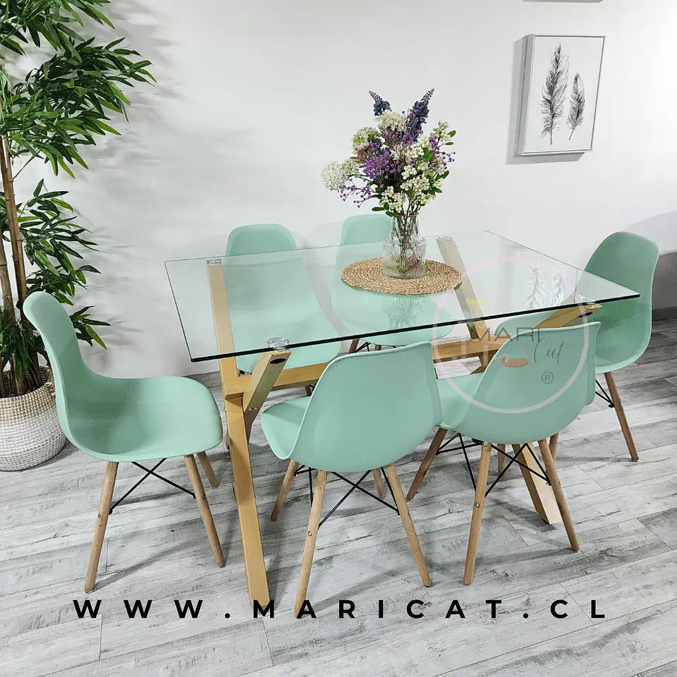 Comedor Rectangular Vidrio 4 Sillas Crossback – Mesa 130x80cm 3
