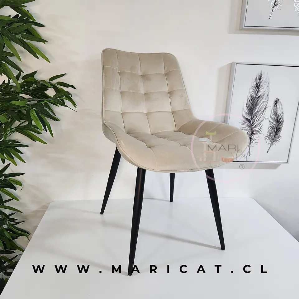 Silla Capitoné Velvet estructura Black–Living y Recepción comedor  3