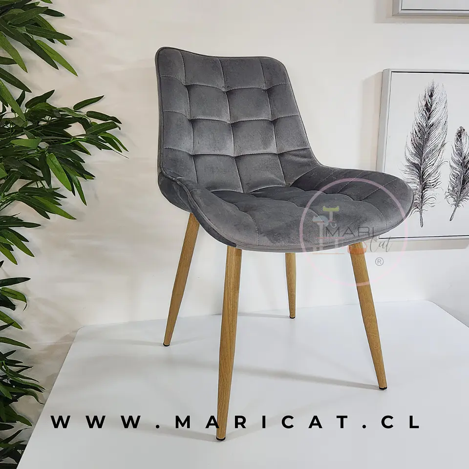 Silla Macron Capitone Velvet Wood 2.0 1